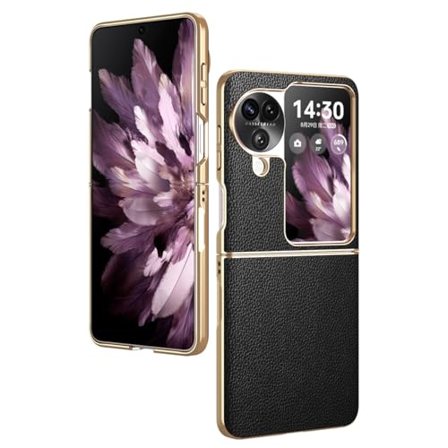 Coque Oppo Find N3 Flip en cuir noir rigide ultra fine