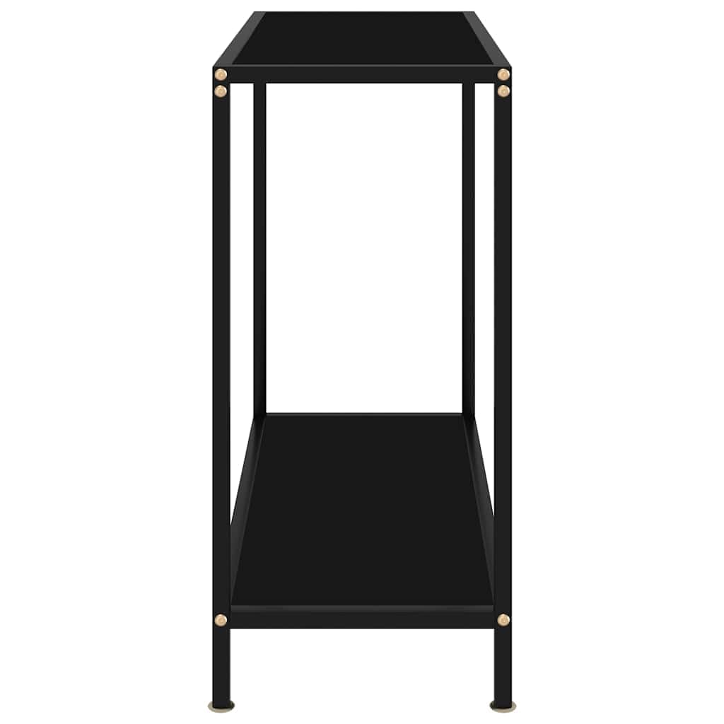 Générique Konsola stołowa czarna 80 x 35 x 75 cm szkło hartowane | Stal malowana proszkowo, półka do przechowywania, łatwa do czyszczenia, stabilna i wytrzymała