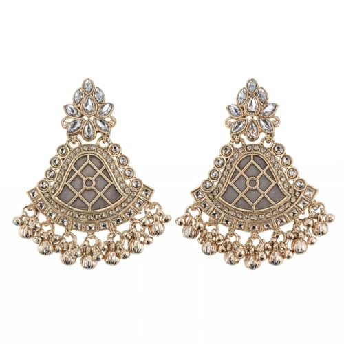 Image of Premium Oxidized Gold Chunky Jhumki Earrings for Women - Heavy Statement Jhumka with Long Chain & Ghungroo Drops | Anti-Tarnish Hypoallergenic Mirror Finish | Bridal, Navratri, Garba, Diwali