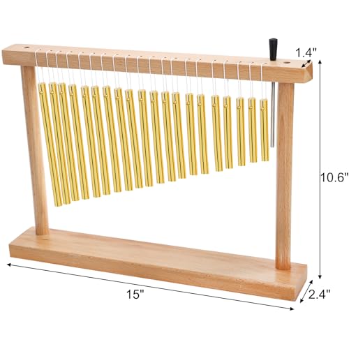 Suwimut 20-NOTE Bar Chime, Single-row Table Top Wind Chime, 20 Bars Musical Percussion Instrument with Mallet for Ornament Classroom Office Decoration, Kids Educational Gift