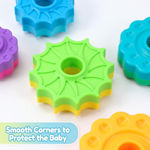 Baby Spinning Stacking Toys, 1-3 Rainbow Ring Stacker Montessori Toys for Babies, Sensory Toys for Toddlers, Christmas and Birthday Gifts Suitable for Boys and Girls - Image 7