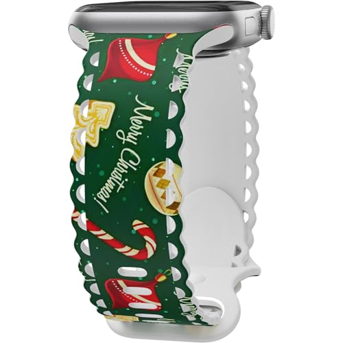 Image of Compatible with Apple Watch Band 41mm 40mm 38mm 49mm 45mm 44mm 42mm Women Girl, Christmas Hollow Soft Silicone Sports Strap For iWatch Ultra SE Series 10 9 8 7 6 5 4 3 2, Gifts-42