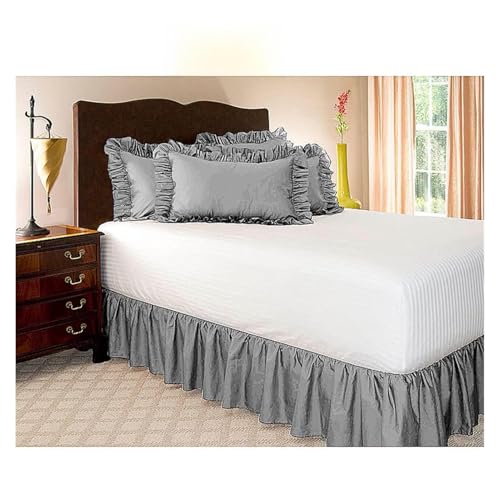Falda de la Cama Envolver Alrededor del Hotel con Volantes Camas Faldas Camas Delantal Banda elástica fácil Ajuste decoración casera Color Puro Cubre Somier para Cama (Color : Dark Gray, Size : 135x