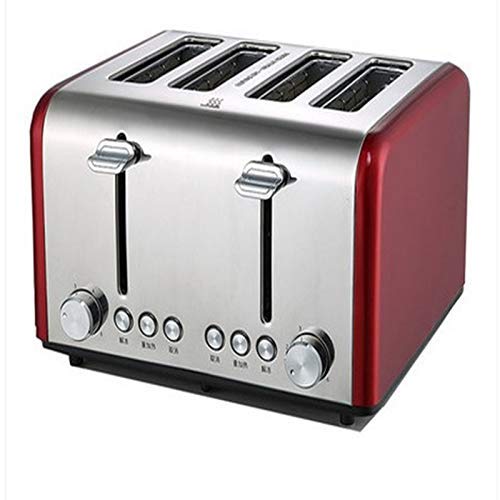 WYZQ Edelstahl Abtauung Haushalt Mini 4 Scheiben Pop Up Brot Toaster, Rot, Toaster Sets