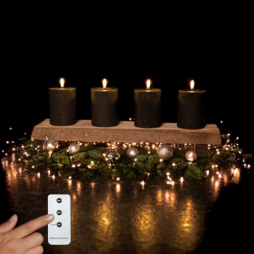 INSPINOVIA LED Echtwachs Kerzen 4er Set mit Fernbedienung & Timer |...