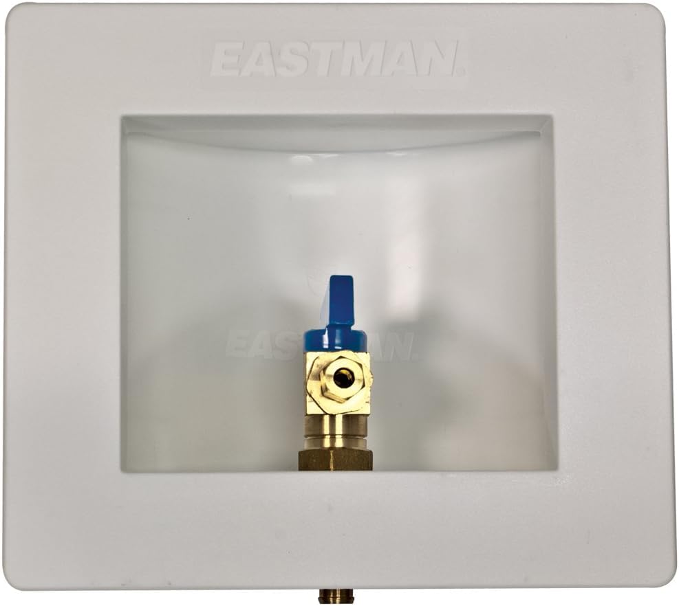 Image of Eastman 1 /2 Inch PEX Connection x 1 /4 Inch OD Compression Ice Maker Outlet Box, Quarter Turn Ball Valve, Pre-Assembled, 60233 (Pack of 10)