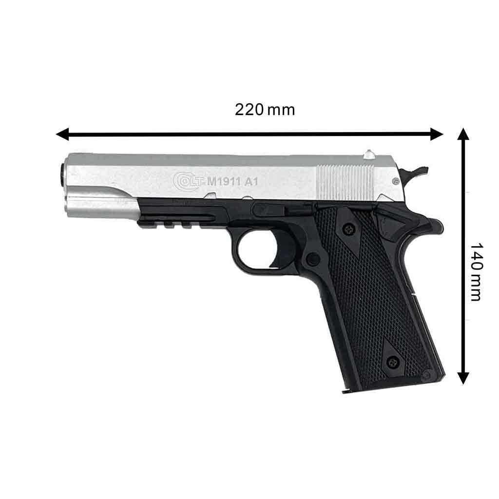 Cybergun Colt 1911 hpa Bicolore Airsoft Palla Pistola-Modello a Molla-Colore: Nero/Argento-Metallo bullone-Potenza 0,5 Joule