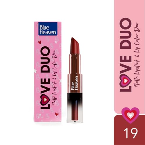 Image of Blue Heaven Love Duo 2 in1 Dual Sided Lipstick for women | Non Transfer| Hydrating and Long Lasting Upto 12 hrs | Soft Matte Finish formula - 19 |1.5ml + 4g