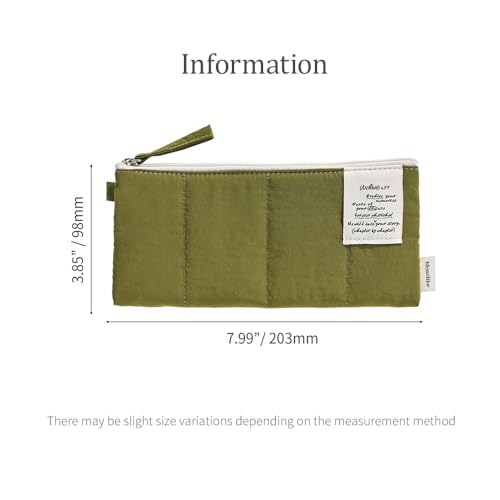 Image of Monolike Archive247 Cushion Pencil Case, 03. Olive - Pencil Pouch, Portable Pencil Bag, Pencil Case, Office Pouch case, Cushion, Soft, Vintage