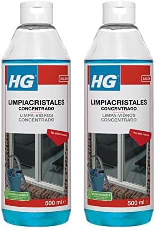 HG Limpiacristales Concentrado, Fórmula Súper Concentrada Profesional para un Brillo Perfecto Sin Marcas, Utilizado por Limpiadores Profesionales de Ventanas - 500ml (297050130) (Paquete de 2)