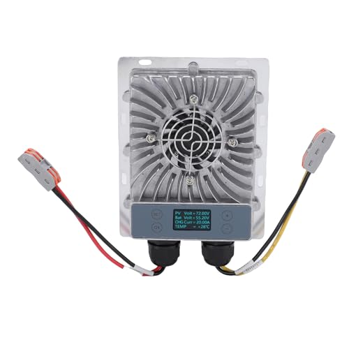 Aramox Controlador de Carga Solar MPPT, Ventilador de Refrigeración Eficiente para Generación de Energía Solar, Adecuado para Baterías de Iones de Litio de 24V, 36V y 48V