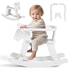 labebe – Wooden Rocking Horse, Baby Wooden Ride On Toys for 12M+, White Rocker Toy with Removable Fence, Toddler Riding Toy Indoor/Outdoor, Nursery Birthday Gift