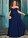 VOUIAO Women's Daily Plus Size Dresses A Line Chiffon Wedding Guest Bridesmaid Maxi Dress Prom Evening Party Cocktail Gown Hidden Blue 1XL