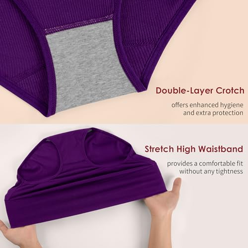 Image of Womens Underwear Full Coverage Panties for Ladies Soft Breathable Cotton Briefs High Waisted Hipster