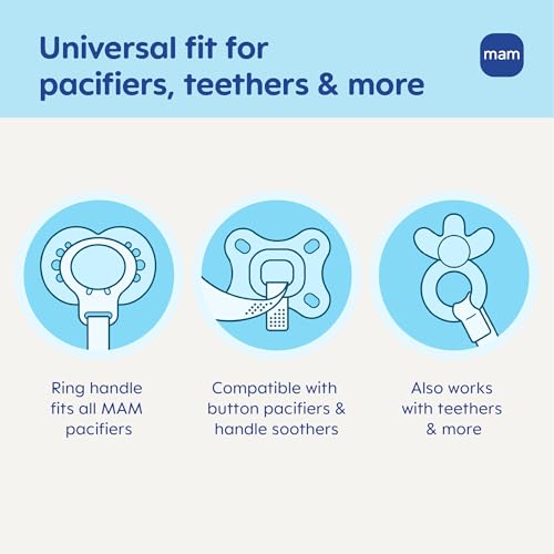 Image of MAM Universal Pacifier Clip Fits All Pacifiers & Teethers, 0+ Months, 2 Pk