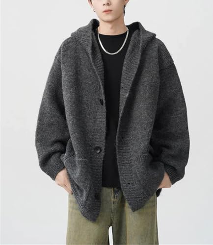 Spring Woollen Knitted Cardigan Hooded Sweater2