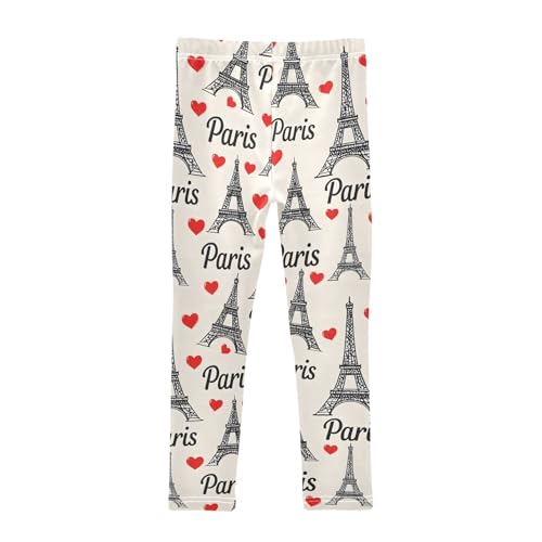 Valentine Romantic Paris Love Girls Leggings Soft Stretch Workout Yoga Dance Pants for Kids Casual Tights2