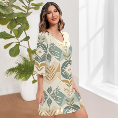 Vestido de gasa para mujer de caída fluida y estampado botánico 3