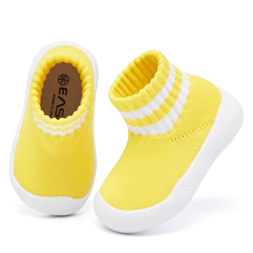 Image of Eashi Baby Boy Girl Non-Skid Indoor Infant Walking Shoes Breathable Warm Elastic Sock Shoes with Memory Sole Protect Toes Outdoor Sneakers