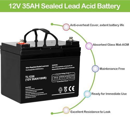 Image of WEIZE 12V 35AH Deep Cycle Battery for Scooter Pride Mobility Jazzy Select Electric Wheelchair, Set of 2
