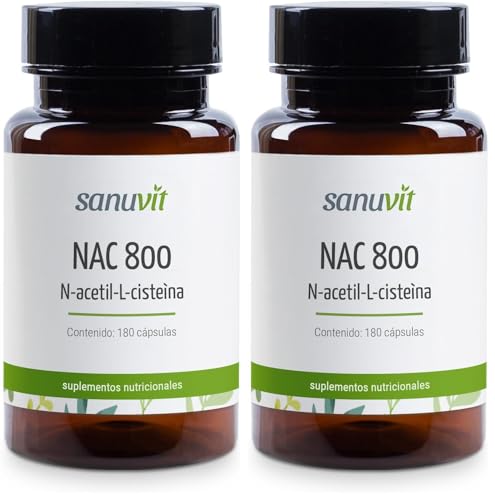 Sanuvit® NAC - N-Acetil L-Cisteína 180 cápsulas con 800 mg cada una | Alta biodisponibilidad y tolerancia | Vegano (Paquete de 2)