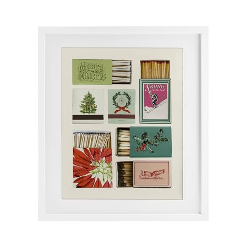 Stupell Industries 'Seasonal Winter Match Boxes'�A�K���X���t���[���v�����g�A�z���C�g�A13 x 16