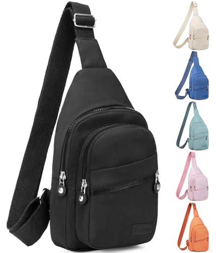 Mochila cruzada pequeña, bolsa de pecho, riñonera, bolsa cruzada para exteriores, senderismo, viajes, Negro, Talla única, Bandolera Mochila cruzada pequeña, bolsa de pecho, riñonera, bolsa cruzada para exteriores, senderismo, viajes, Negro, Talla única, Bandolera