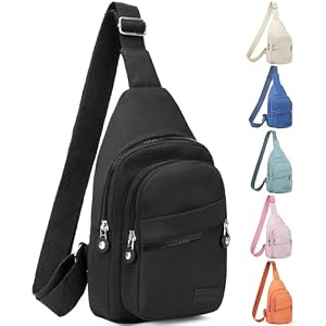 Banelu Small Sling Backpack Crossbody Bags for Women Men, Small Sling Bag Cross Body Bag Fanny Packs Crossbody Purses – Black