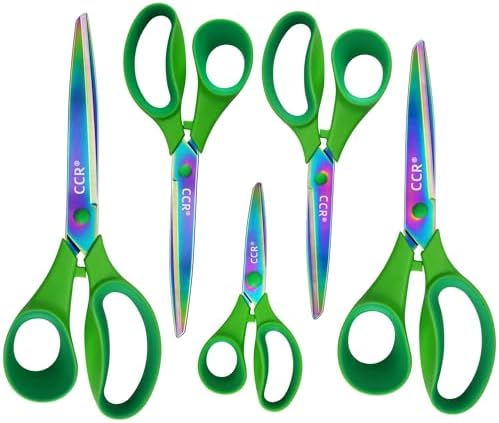CCR 8-Inch Titanium Scissors, 2-Pack - Sharp Blades With Comfort Grip For Home & Office
