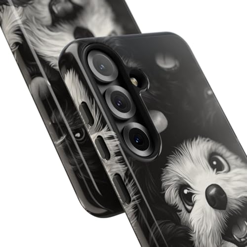 Coque Samsung S25 rigide brillante chien noir et blanc - 2