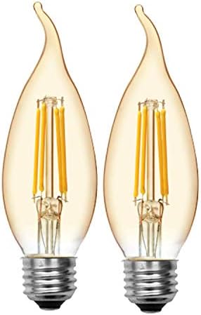 GE Lighting Bent Tip LED VintaGE Lighting Light Bulb, Amber Glass LED Edison Bulb (40 Watt Replacement Dimmable LED Light Bulbs), 240 Lumen, Medium Base Light Bulbs, 2-Pack E26 Edison Bulb (42152)