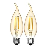 GE Vintage Bent Tip LED Light Bulb, Amber Glass Edison Bulb, 40-Watt Replacement, Dimmable, Medium...