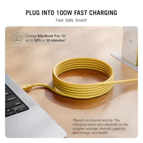 Image of DailyObjects POP 100W Kevlar Core Magnetic Charging Cable | USB Type-C| Fast Charging, 480Mbps Data Transfer | Compatible with Android & iOS Smartphones, Earphones, Tablet /Ipads, MacBook - Yellow