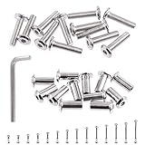 Keadic 25 Pcs M6 x 25mm Socket Cap Bolts Barrel Nuts Kit with Hex Key, Silver Binding Screws Stud Posts Assortment Kit Countersunk Furniture Crib Bolts for Bed Chair Table Cabinet