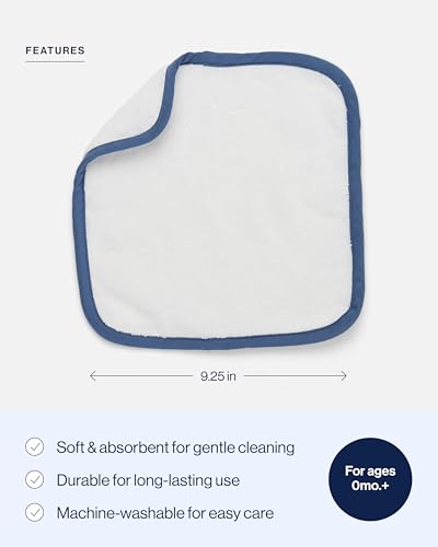 Image of Lalo Baby Washcloths 3-Pack - 100% Organic Cotton, Soft & Absorbent, Gentle on Sensitive Skin, Machine Washable Soft Kids Washcloths - Blueberry
