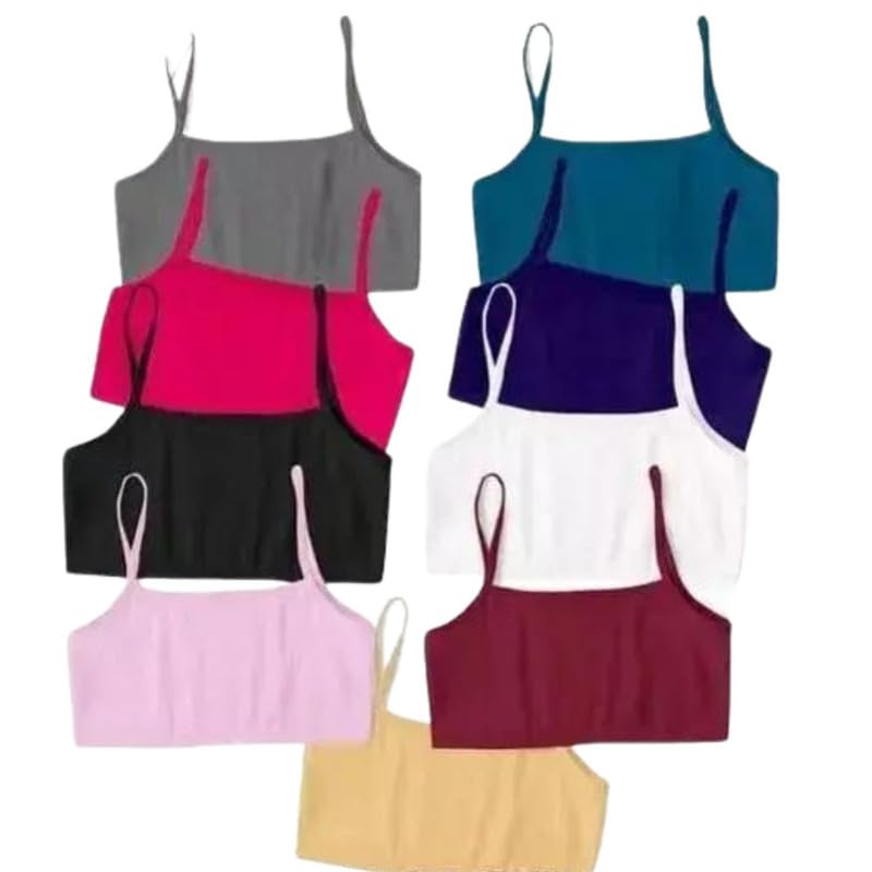Girls Camisole Slips 100% Cotton Multicolor Camisoles for Girls-Pack of 6Girls Inner and Woman Cotton Silp Bra Sport Bra Sexy Bra Gym-Yoga Bra Fancy Woman Bra (Pack of 6)-Multicolour-image-12