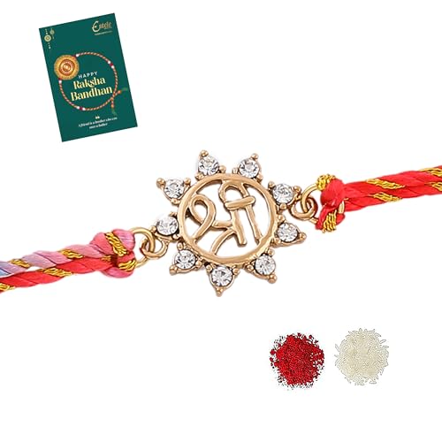 Estele Gold Plated Shubh Shree Bracelet with Austrian Crystals and Multi Colored Silk Thread. (B09926SR3W) Amazon Price History, Amazon Price Tracker