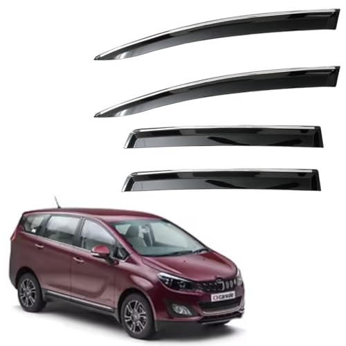 Image of CAR SAAZ Non-Breakable Smoke Door Visor for Marazzo (2018-2024)| Sun, Rain Wind Deflector | Strip Side Door Rain Visor - Set of 4 Pcs