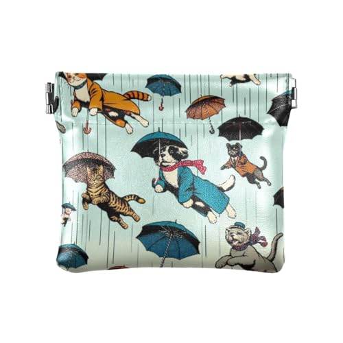 Cats and Dogs Coin Purse Leather Pouch Change Purse, Squeeze Coin Pouch for Cards, Keys & Lipsticks, Unisex