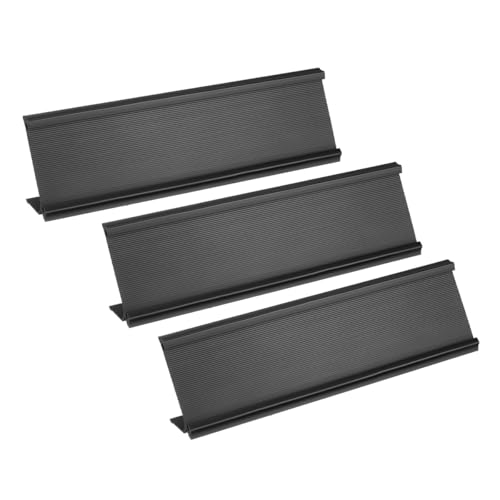 Ubric 3Pcs Desk Name Plate Holder 20x6cm L-Shaped Metal Desk Name Sign Rack Display Stand für Meeting Room Office Home Schwarz