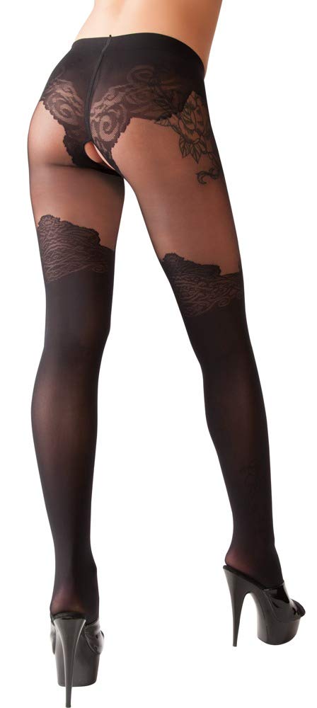 Cottelli Collection Cottelli Sexy Crotchless Tights - Black - S