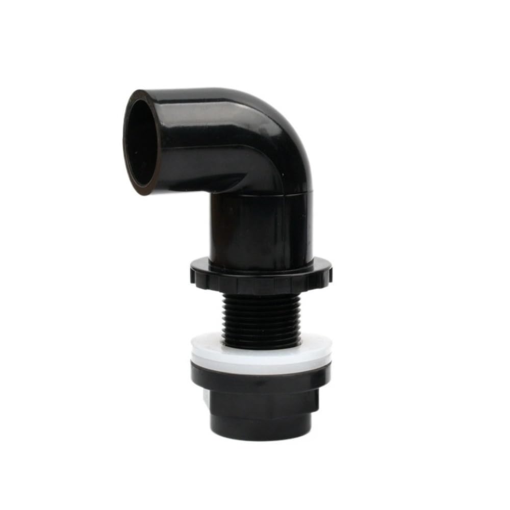 Pipe Drainage Joint 1PC Inlet Outlet Elbow Overflow Connector, Black PVC Aquarium Fish Tank Drainage Adapter 20/25/32/40/50mm(32mm)