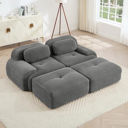 Image of Corduroy Modular Sectional Sofa, Oversized Cloud Couches for Living Room
