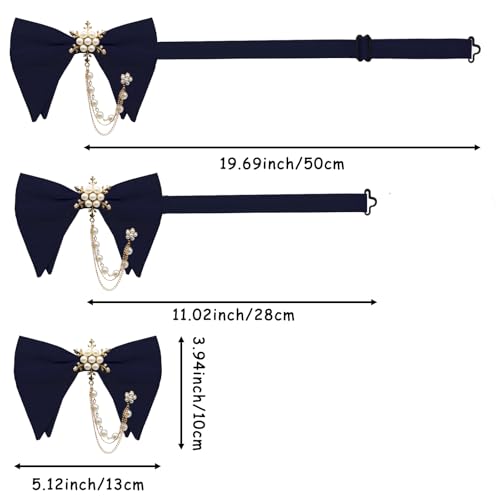 Image of Oversized Bow Ties for Men, Adjustable Bow Tie Pre-tied Bowties Pearl Decoration Bowtie for Tuxedo Wedding Party Prom
