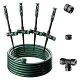 RESTMO Flexible Sprinkler System, Above Ground DIY Irrigation Kit, Multi-Adjustable Lawn Sprinkler Set, Ideal for Plant and Flower Bed Watering, 50ft Garden Hose Included