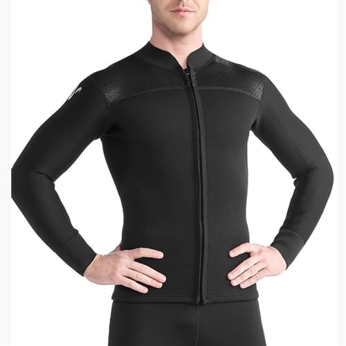 Wetsuit Tops Men 3mm Neoprene Jacket Keep Warm in Cold Water Swimsuit for Surfing Paddling Snorkeling and Kayaking(Black)