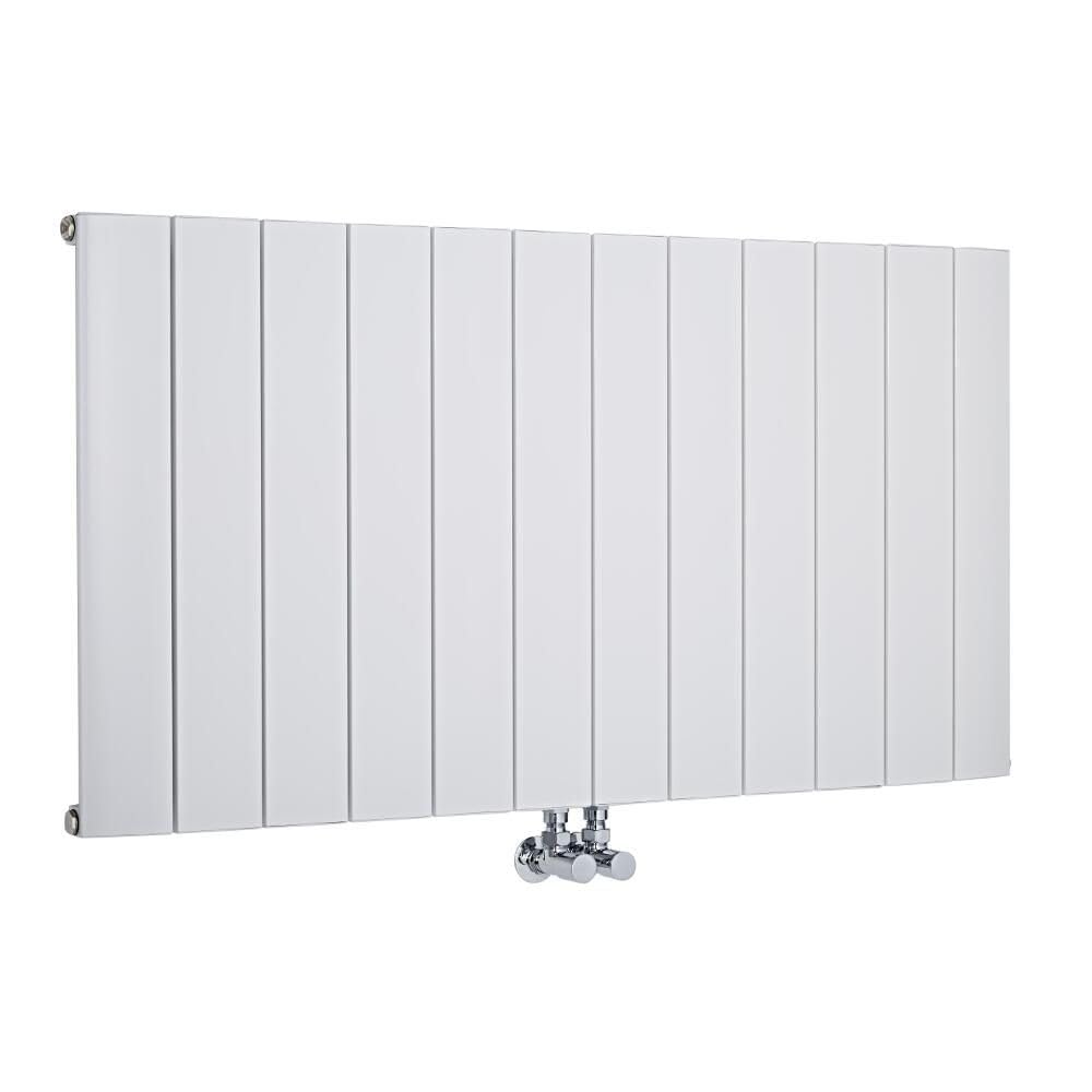 Milano Skye White Horizontal Single Flat Panel Aluminium Radiator - 600mm x 1135mm