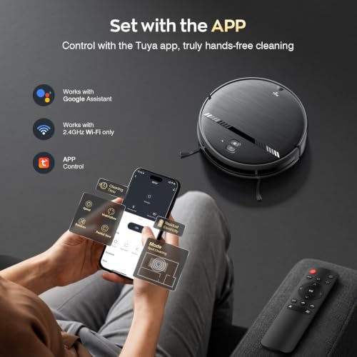 Image of Robot Vacuum and Mop Combo, 2300Pa Strong Suction, 2-in-1 Dust Box and Water Tank, Works with Alexa /Google Assistant, Long Runtime, Schedule, Quiet, Ideal for Hard Floors, Low-Pile Carpets and Pets