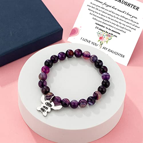 Image of LINY Inspirational Gifts for Women, Natural Stone Beads Stretch Stitch Bracelet Charm Jewelry Ohana Means Family Gifts Stitch Stuff for Women Love, Mom, Daughter, Niece, Sister