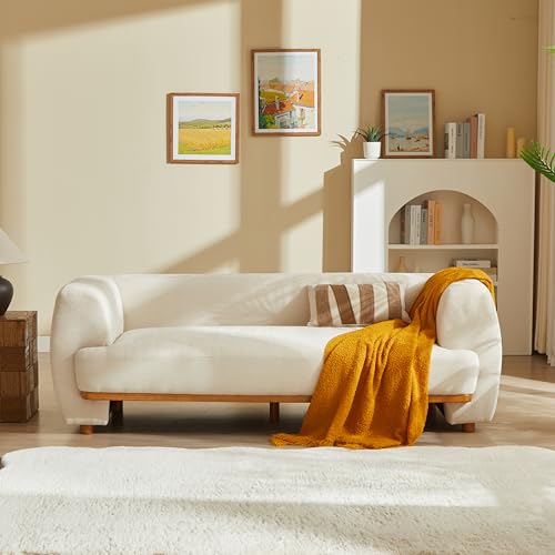 Image of Christopher Knight Home Flowin Chenille Upholstered 3 Seater Sofa Couch, Wooden Home Sofa Living Room, Comfy Cloud Couch for Bedroom, Home Office, Light Beige+Brown